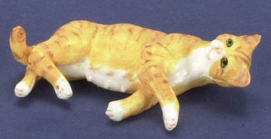 Dollhouse Miniature Pregnant Cat, Orange